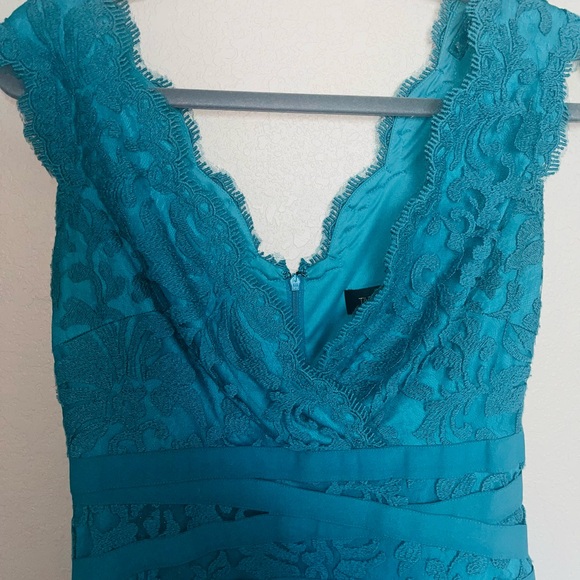 Tadashi Shoji turquoise lace dress formal - Picture 3 of 5
